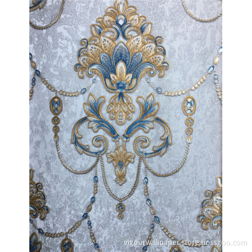 Blumen-Damast-PVC-Tapeten-Hotel-Dekor-Tapete